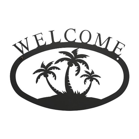 Village Wrought Iron WEL-139-S Small Welcome Sign-Plaque - Palm Trees